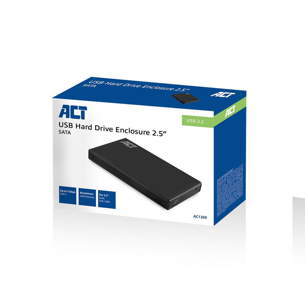 Кутия за твърд диск ACT AC1200, 2.5", SATA, USB-A 3.2 Gen1 - 3