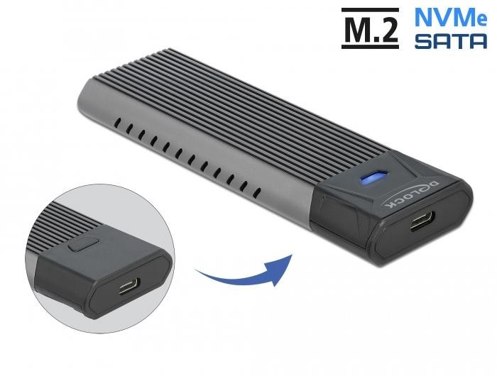 Външна кутийка Delock, За M.2 NVMe PCIe или SATA SSD, USB-C 3.2 Gen 2, Инсталация без инструменти - DELOCK-42638 - 2