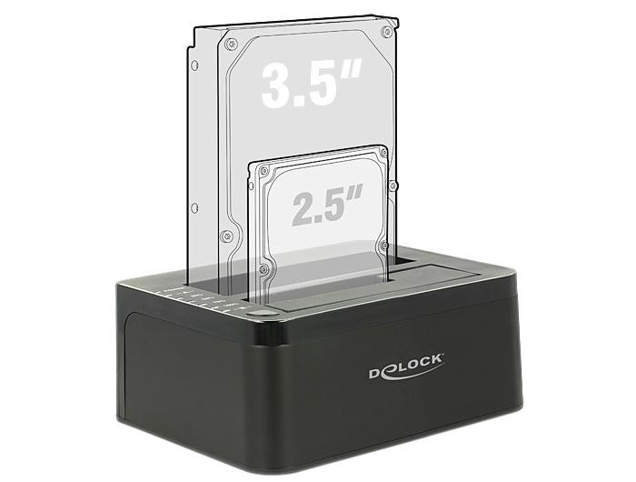 Външна докинг станция DeLock 62661, 2.5"/3.5" SATA, USB 3.0, Функция за клониране - DELOCK-62661 - 3