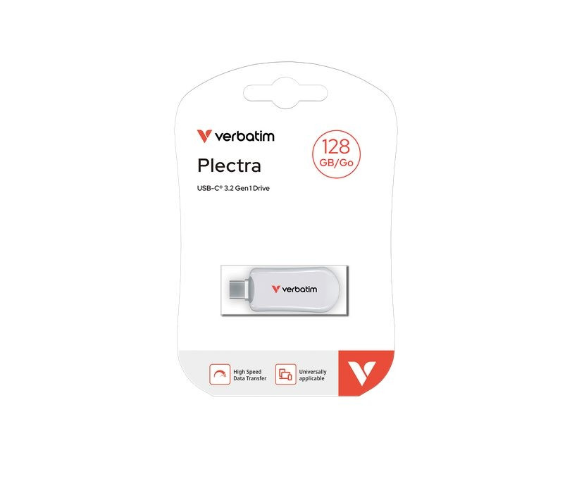 USB флаш памет Verbatim Plectra, 128GB USB-C 3.2 Gen 1, бяла - 30229 - 3
