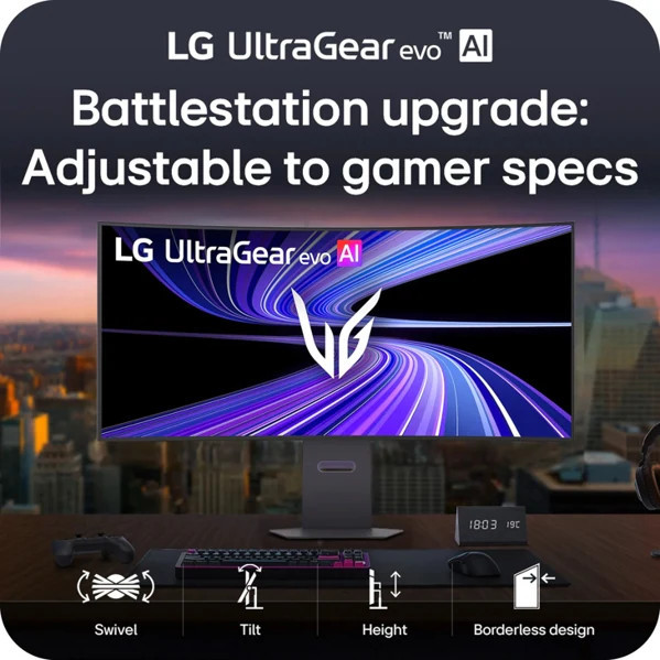 Монитор LG UltraGear evo 45GX950B-B, 44.5" Curved OLED QHD 5K2K (5120x1440), 165Hz, 0.03ms, G-Sync/FreeSync, USB-C 90W, HDR 400 - 6