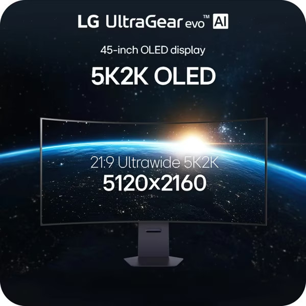 Монитор LG UltraGear evo 45GX950B-B, 44.5" Curved OLED QHD 5K2K (5120x1440), 165Hz, 0.03ms, G-Sync/FreeSync, USB-C 90W, HDR 400 - 10