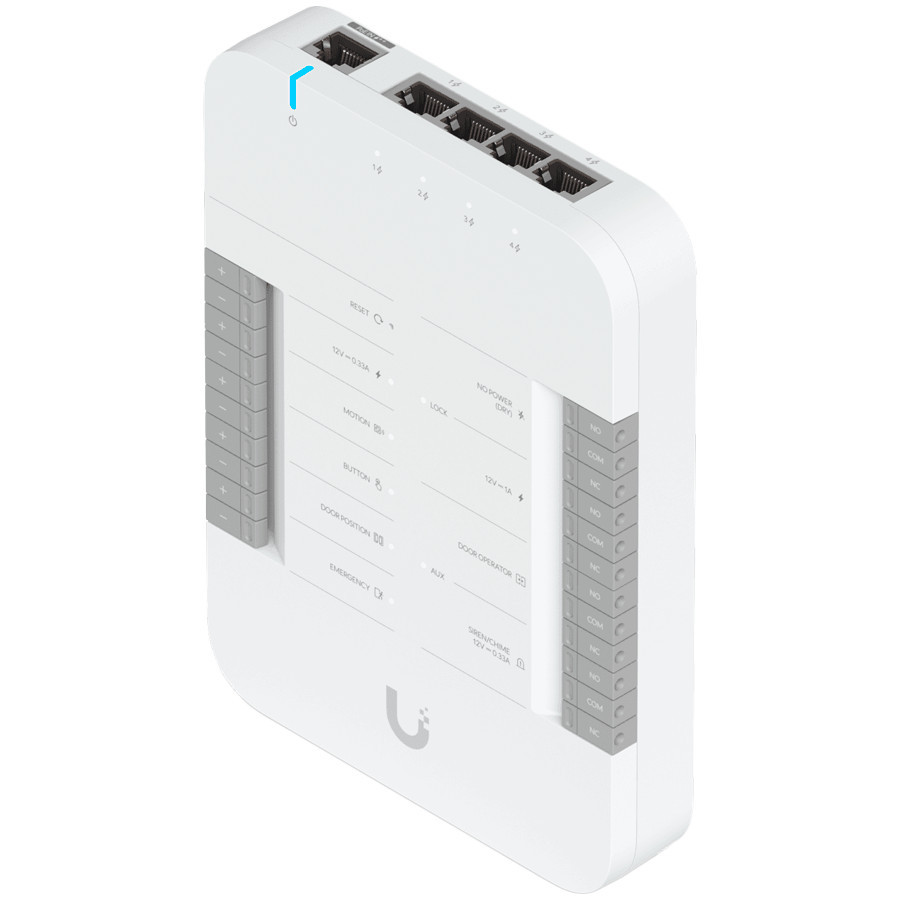 Контролер за врата Ubiquiti UniFi Access Hub, 1x PoE In, 4x PoE Out, 9x Alarm I/O - UA-HUB-DOOR - 5