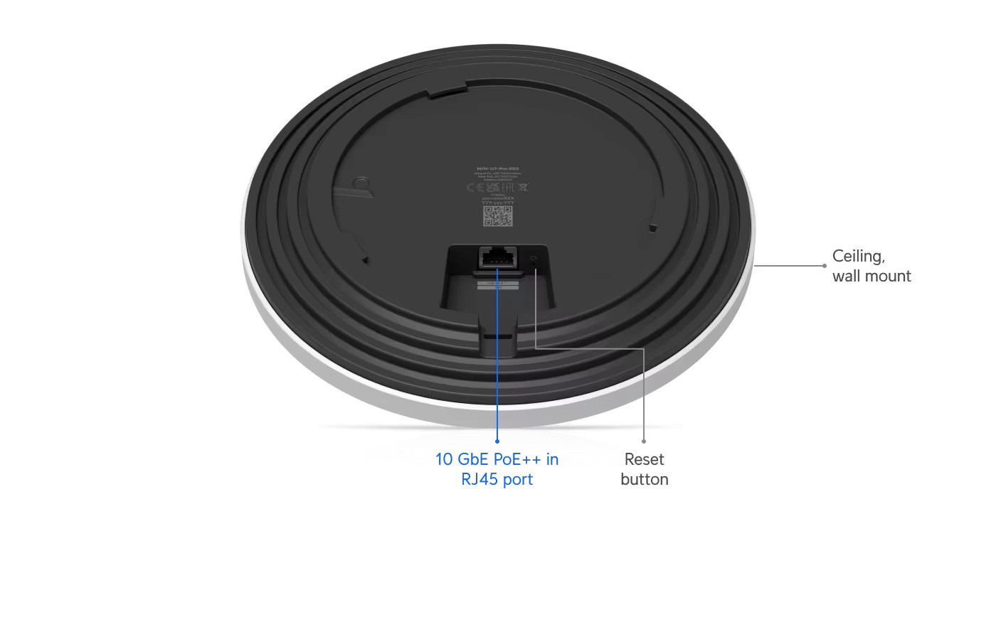 Access Point UBIQUITI UniFi U7 Pro XGS, WiFi 7, 2.4/5/6 GHz, 10GbE порт, PoE++ - U7-PRO-XGS - 3