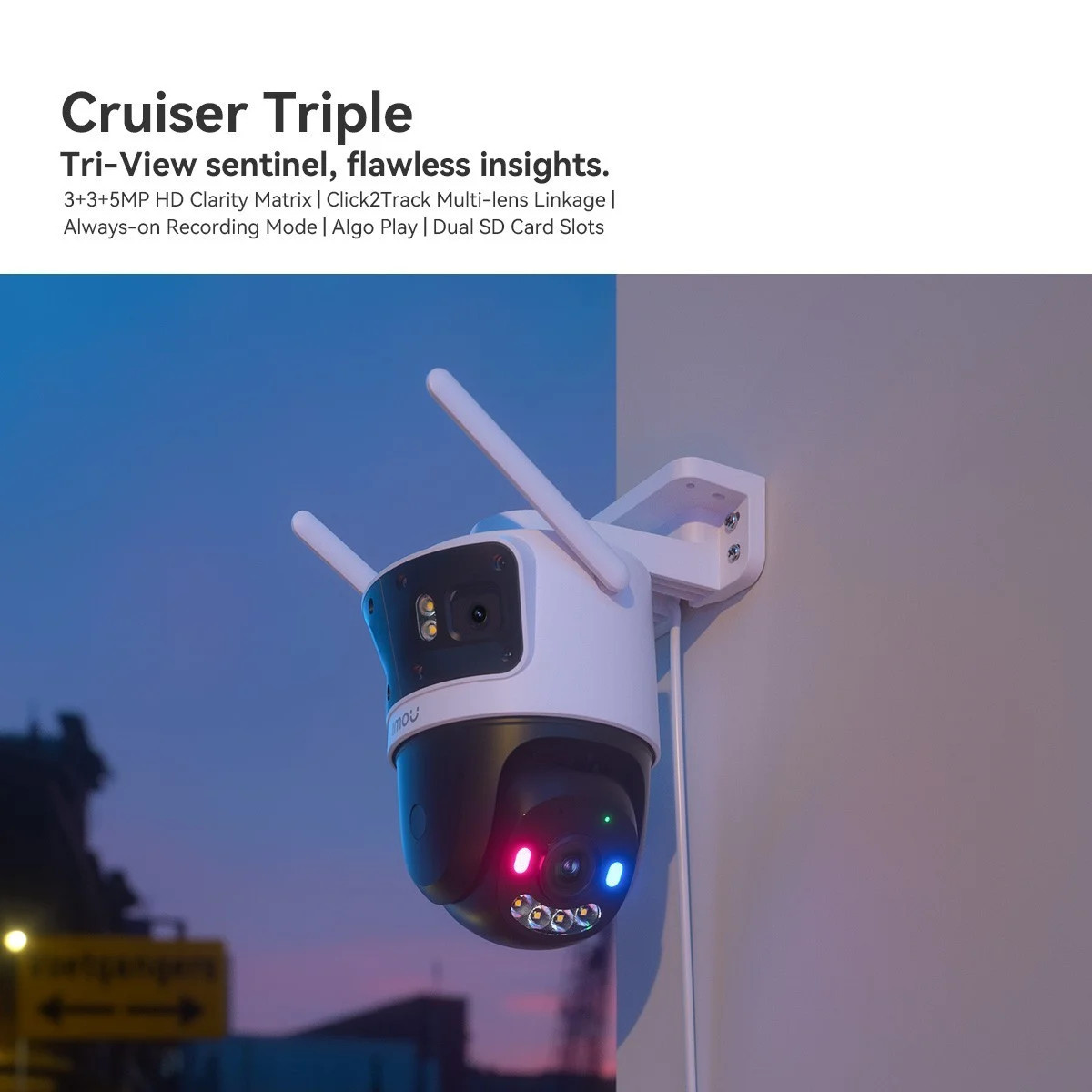 IP камера IMOU Cruiser Triple IPC-S7UP-11M0WED, 3MP+5MP, Wi-Fi, Pan&Tilt, Цветно нощно виждане 30m, Двупосочно аудио - 2
