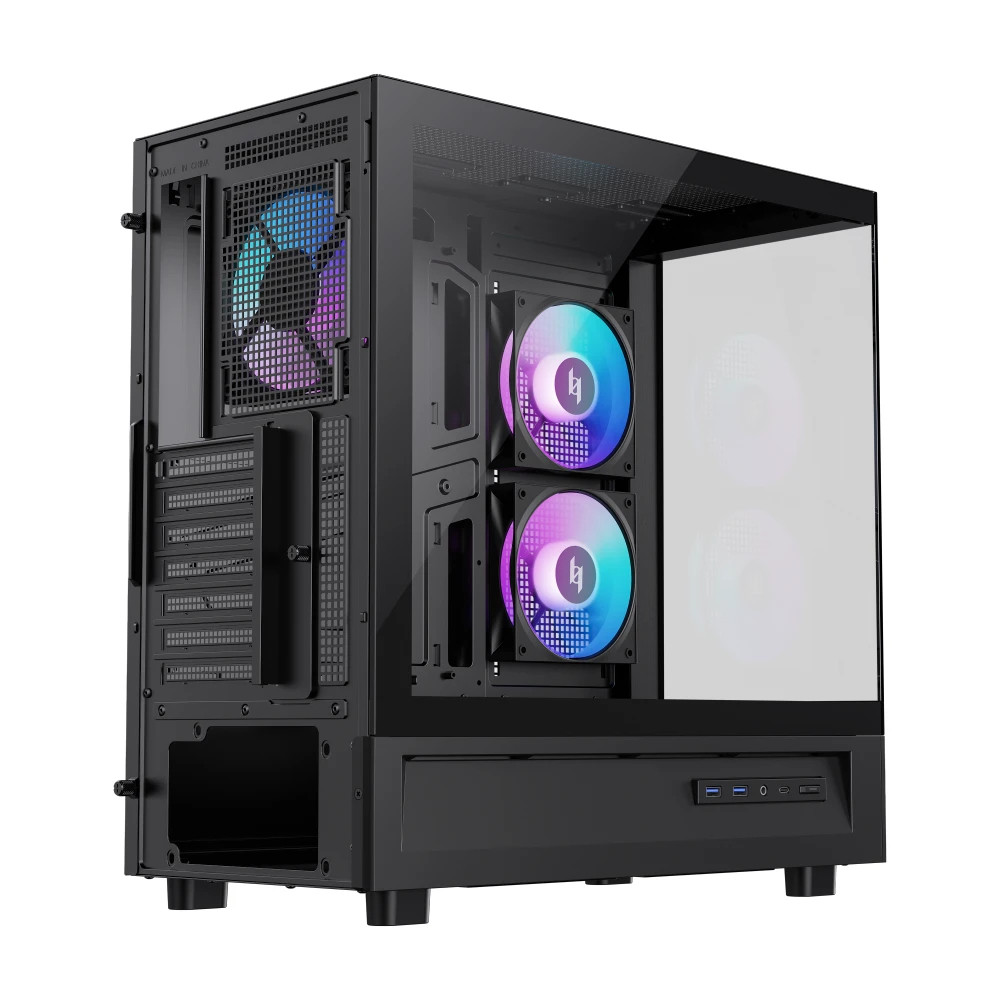 Кутия за компютър Gamemax NEX C51, ATX Middle Tower, Tempered Glass, 3x ARGB вентилатора - 9109-0013R0010 - 6