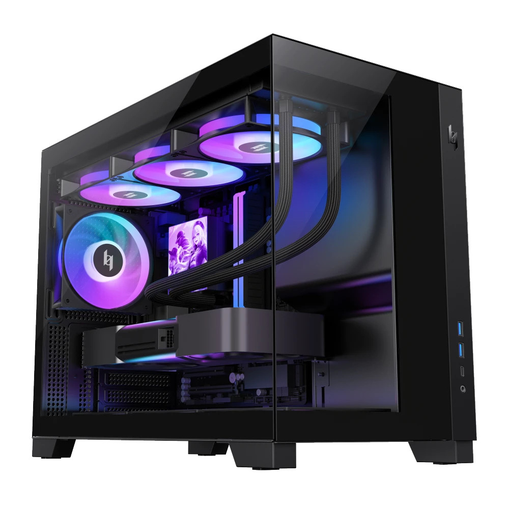 Кутия за компютър Gamemax NEX C33, Mini Tower mATX, Tempered Glass, 4x120mm ARGB вентилатора - 9109-0013R0002 - 1