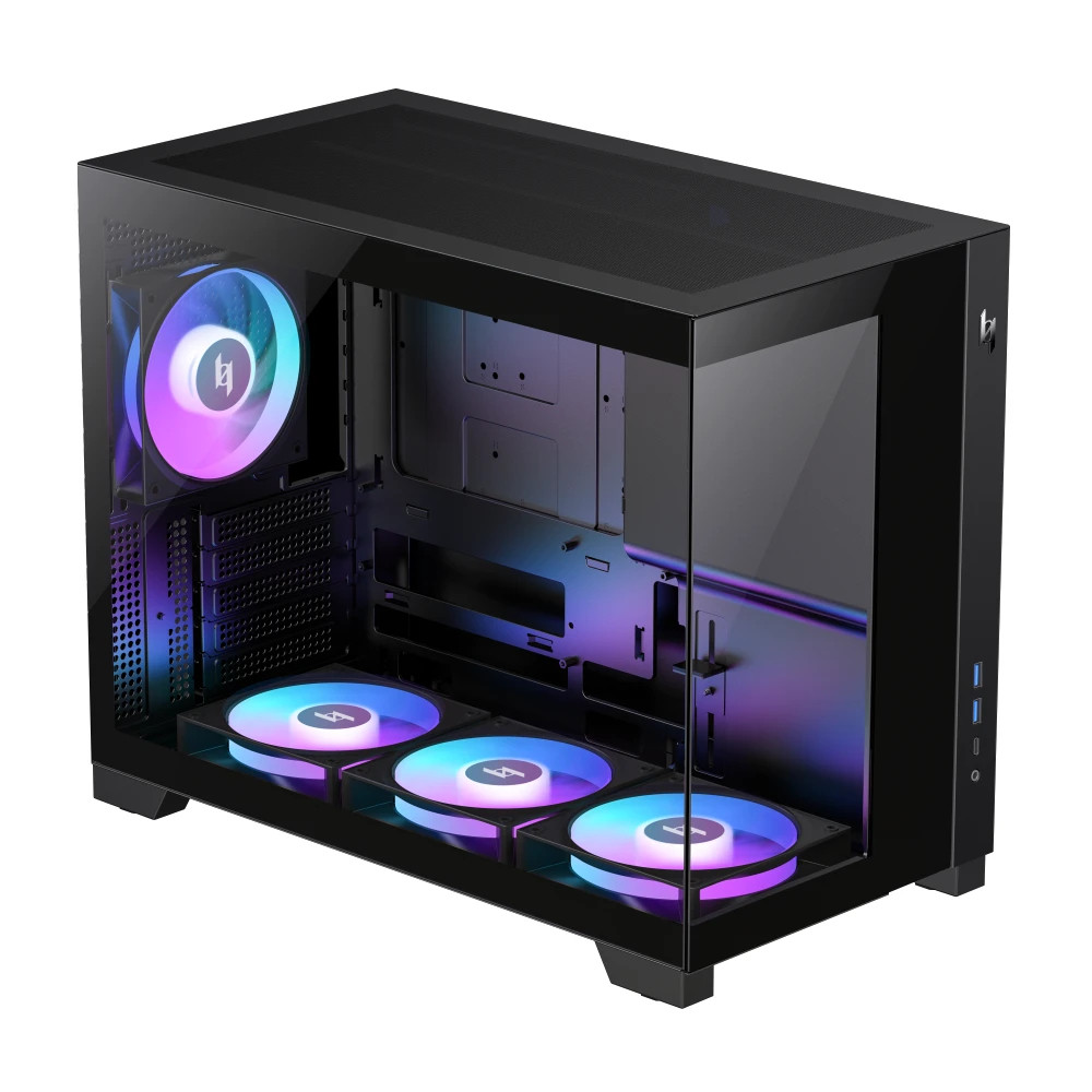 Кутия за компютър Gamemax NEX C33, Mini Tower mATX, Tempered Glass, 4x120mm ARGB вентилатора - 9109-0013R0002 - 3