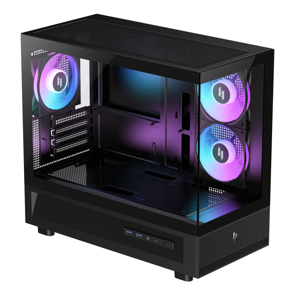 Кутия за компютър Gamemax NEX C31, Mini Tower mATX, Tempered Glass, 3x 120mm ARGB вентилатора - 9109-0013R0014 - 2