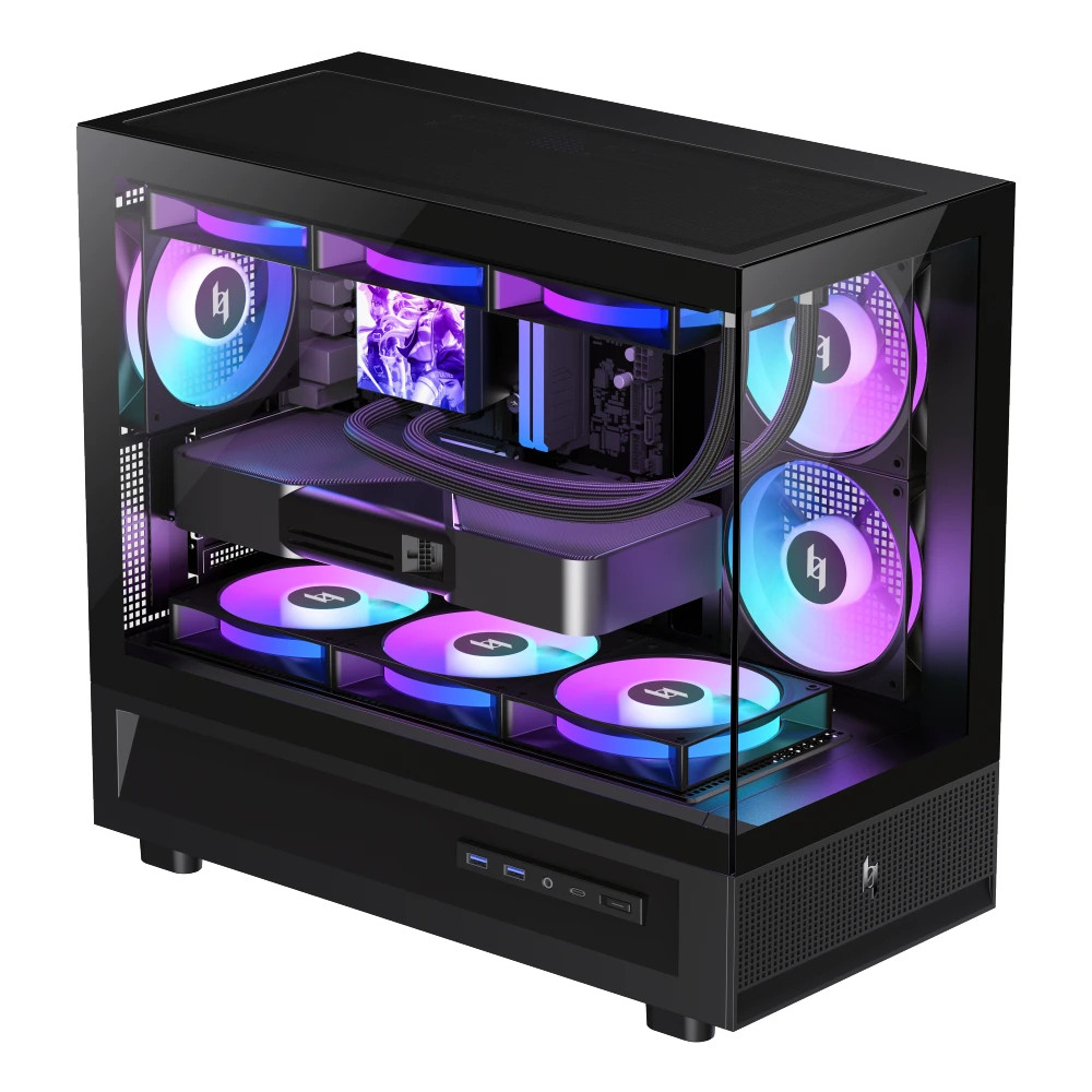 Кутия за компютър Gamemax NEX C31, Mini Tower mATX, Tempered Glass, 3x 120mm ARGB вентилатора - 9109-0013R0014 - 9