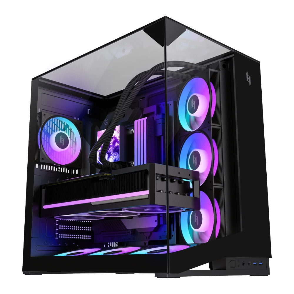 Кутия за компютър Gamemax NEX C56 VC BK, Middle Tower ATX, Tempered Glass, 4x ARGB вентилатора - 1849-3072R0002 - 1