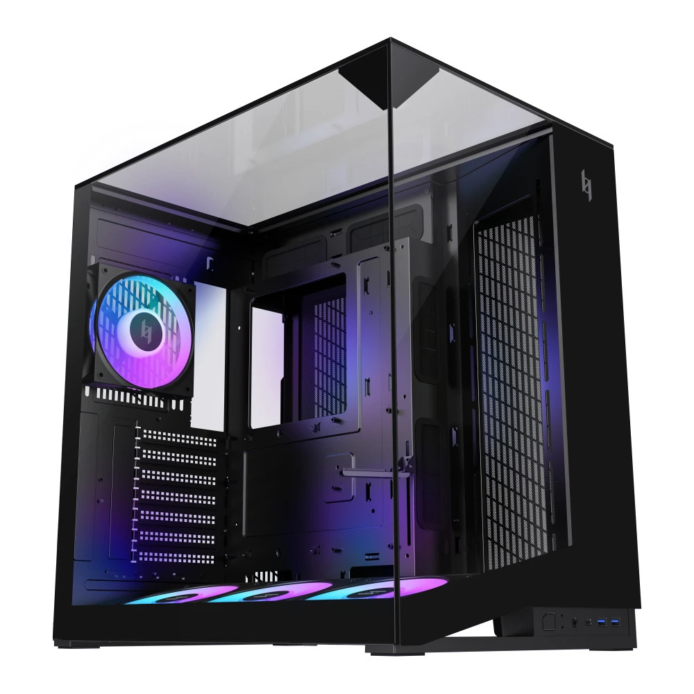 Кутия за компютър Gamemax NEX C56 VC BK, Middle Tower ATX, Tempered Glass, 4x ARGB вентилатора - 1849-3072R0002 - 3