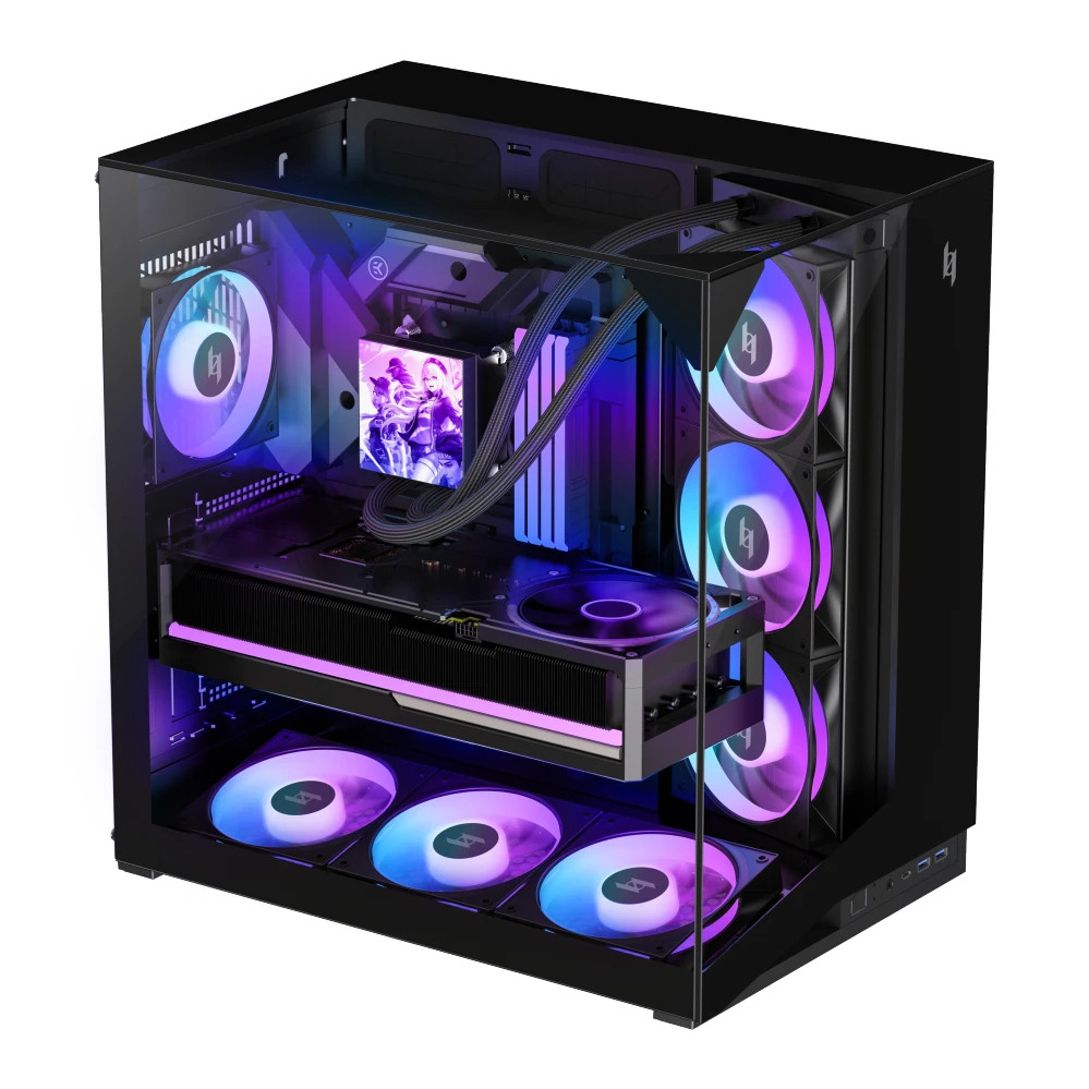 Кутия за компютър Gamemax NEX C56 VC BK, Middle Tower ATX, Tempered Glass, 4x ARGB вентилатора - 1849-3072R0002 - 4