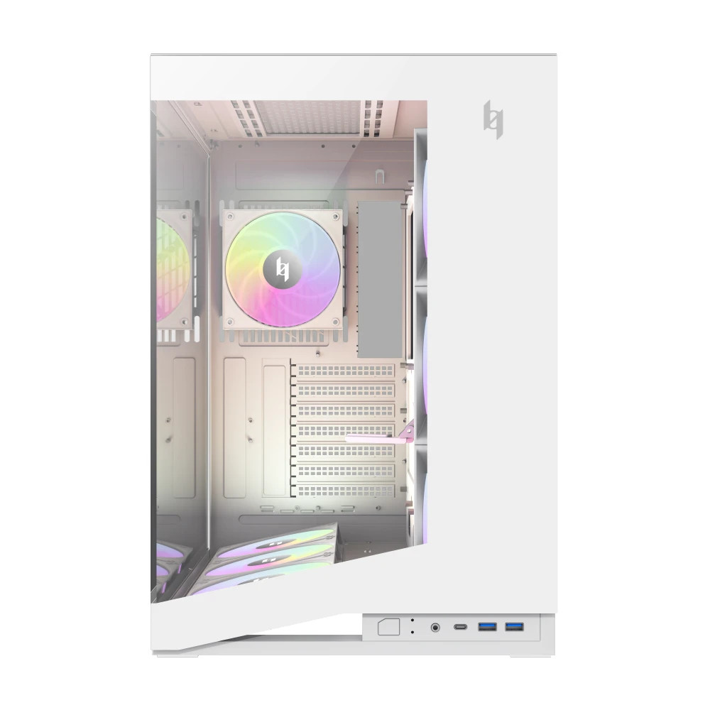 Кутия за компютър Gamemax NEX C56, ATX Middle Tower, Tempered Glass, 7x120mm ARGB вентилатора, бяла - 1849-3070R0004 - 3