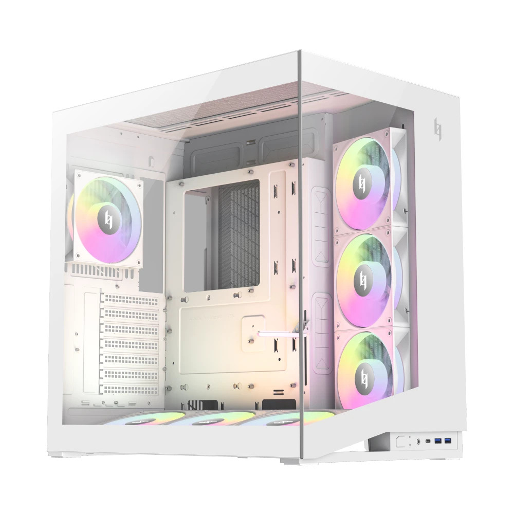 Кутия за компютър Gamemax NEX C56, ATX Middle Tower, Tempered Glass, 7x120mm ARGB вентилатора, бяла - 1849-3070R0004 - 4