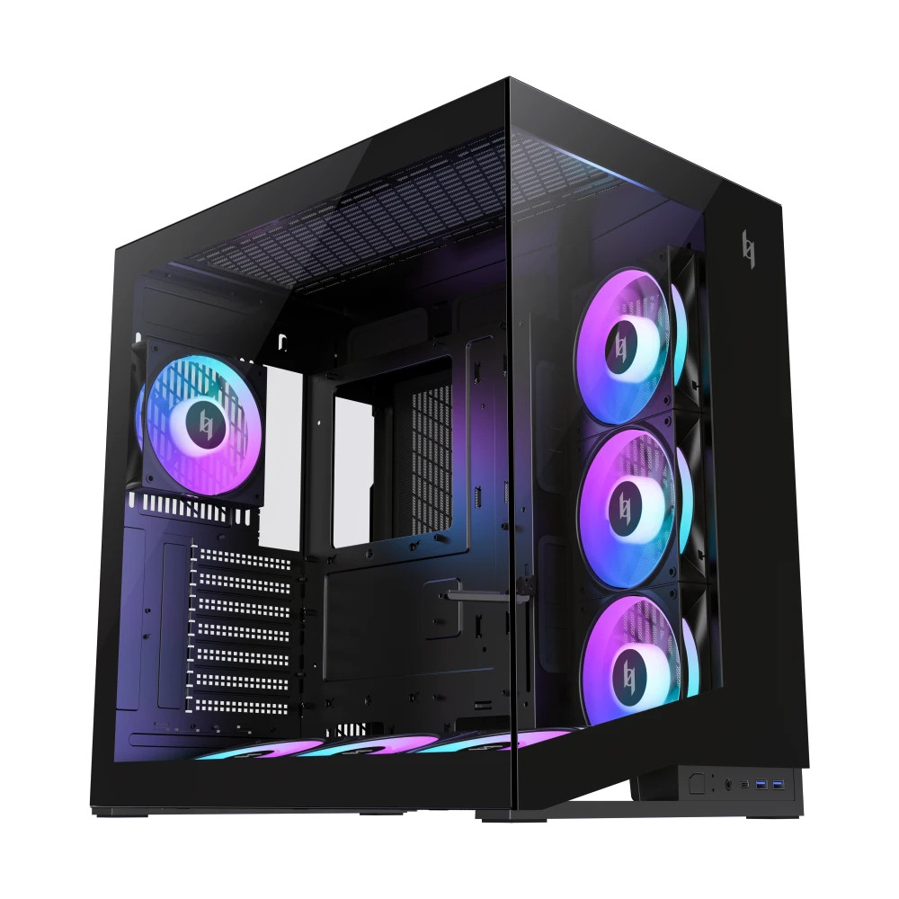 Кутия за компютър Gamemax NEX C56 BK, Middle Tower ATX, Tempered Glass, 7x120mm ARGB вентилатора - 1849-3070R0002 - 2