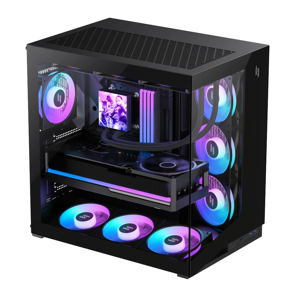 Кутия за компютър Gamemax NEX C56 BK, Middle Tower ATX, Tempered Glass, 7x120mm ARGB вентилатора - 1849-3070R0002 - 4