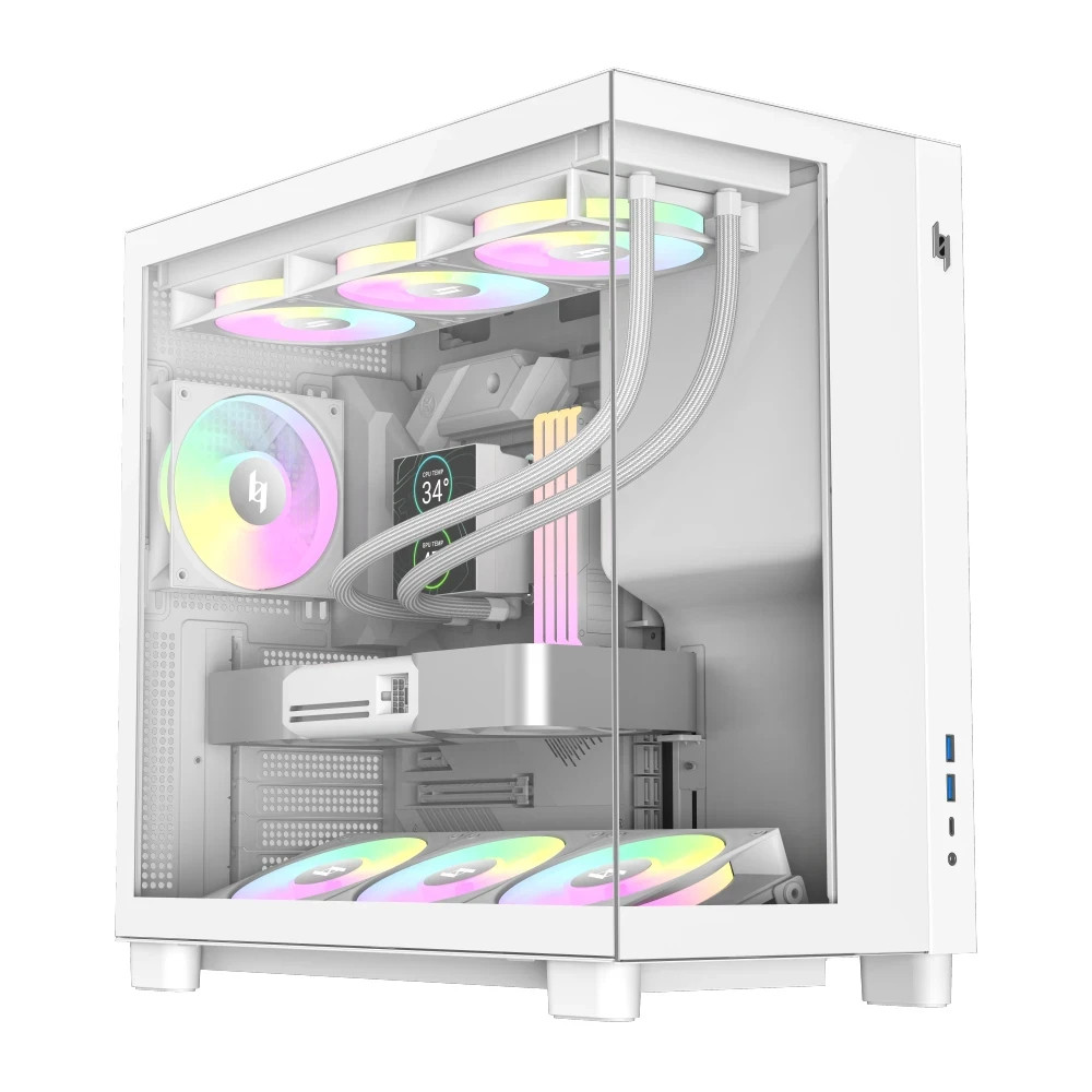 Кутия за компютър Gamemax NEX C53 WH, Middle Tower ATX, Tempered Glass, 4x ARGB вентилатора - 9109-0013R0008 - 1