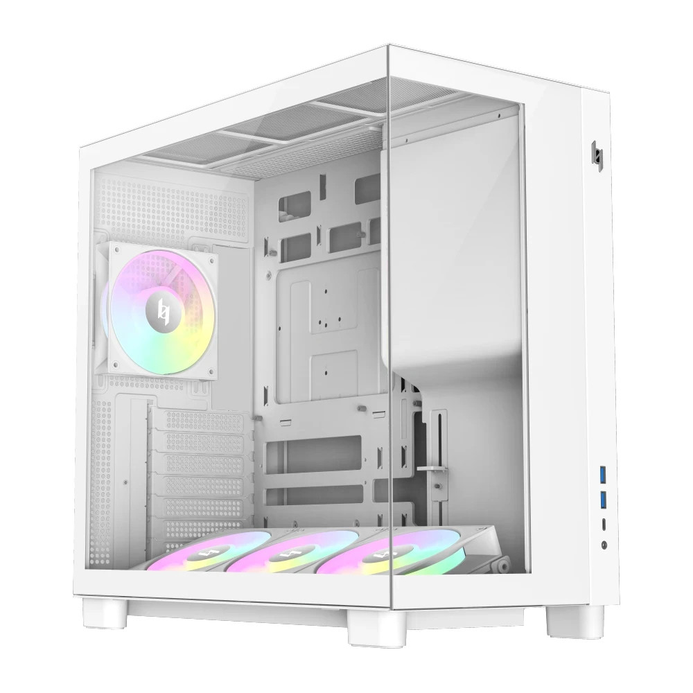Кутия за компютър Gamemax NEX C53 WH, Middle Tower ATX, Tempered Glass, 4x ARGB вентилатора - 9109-0013R0008 - 2