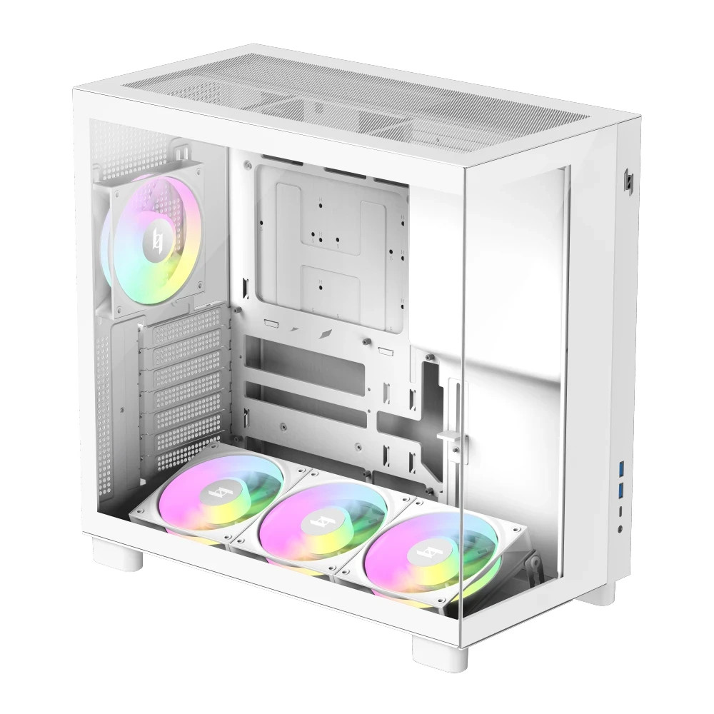 Кутия за компютър Gamemax NEX C53 WH, Middle Tower ATX, Tempered Glass, 4x ARGB вентилатора - 9109-0013R0008 - 4