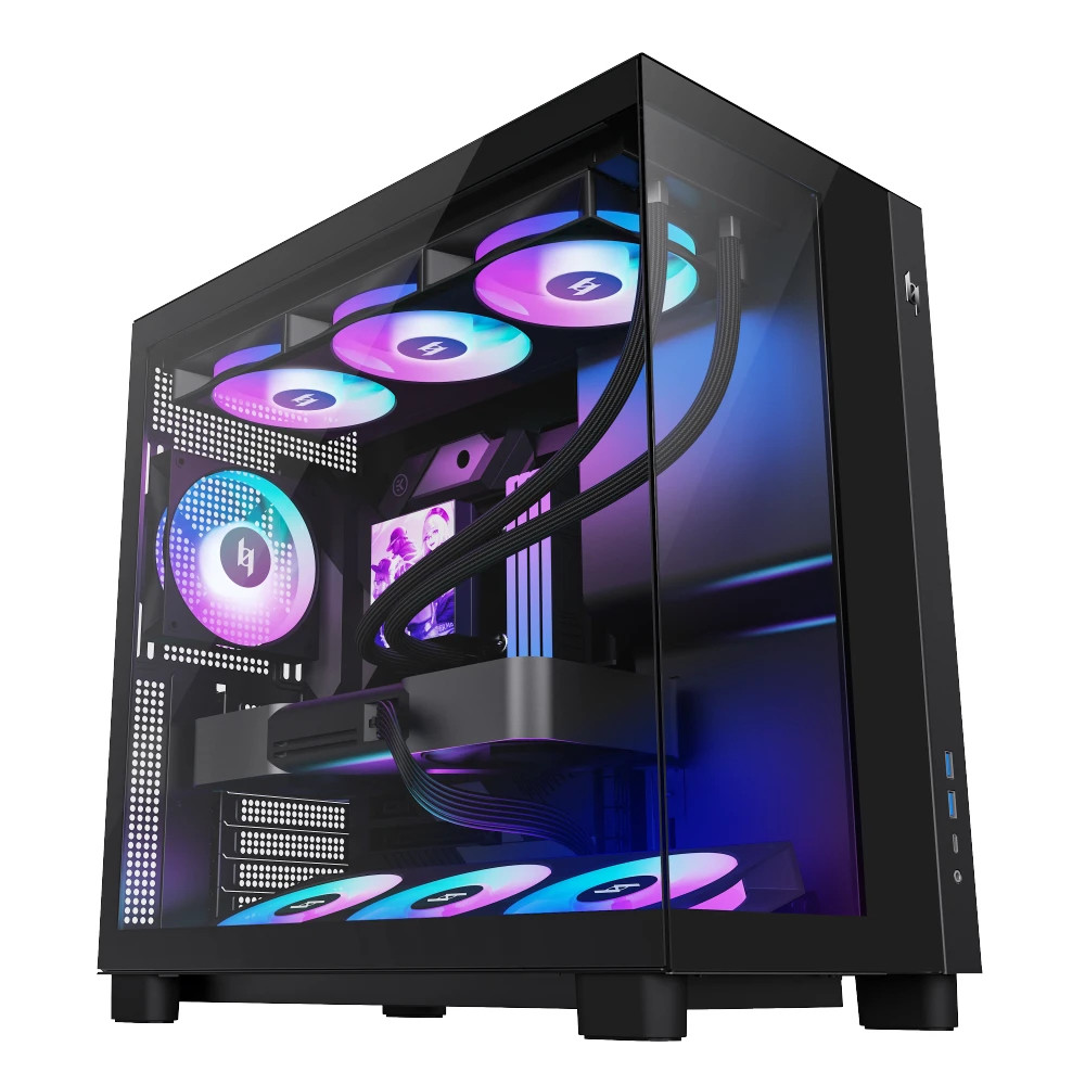 Кутия за компютър Gamemax NEX C53, Middle Tower ATX, Tempered Glass, 4x ARGB вентилатора - 9109-0013R0006 - 1