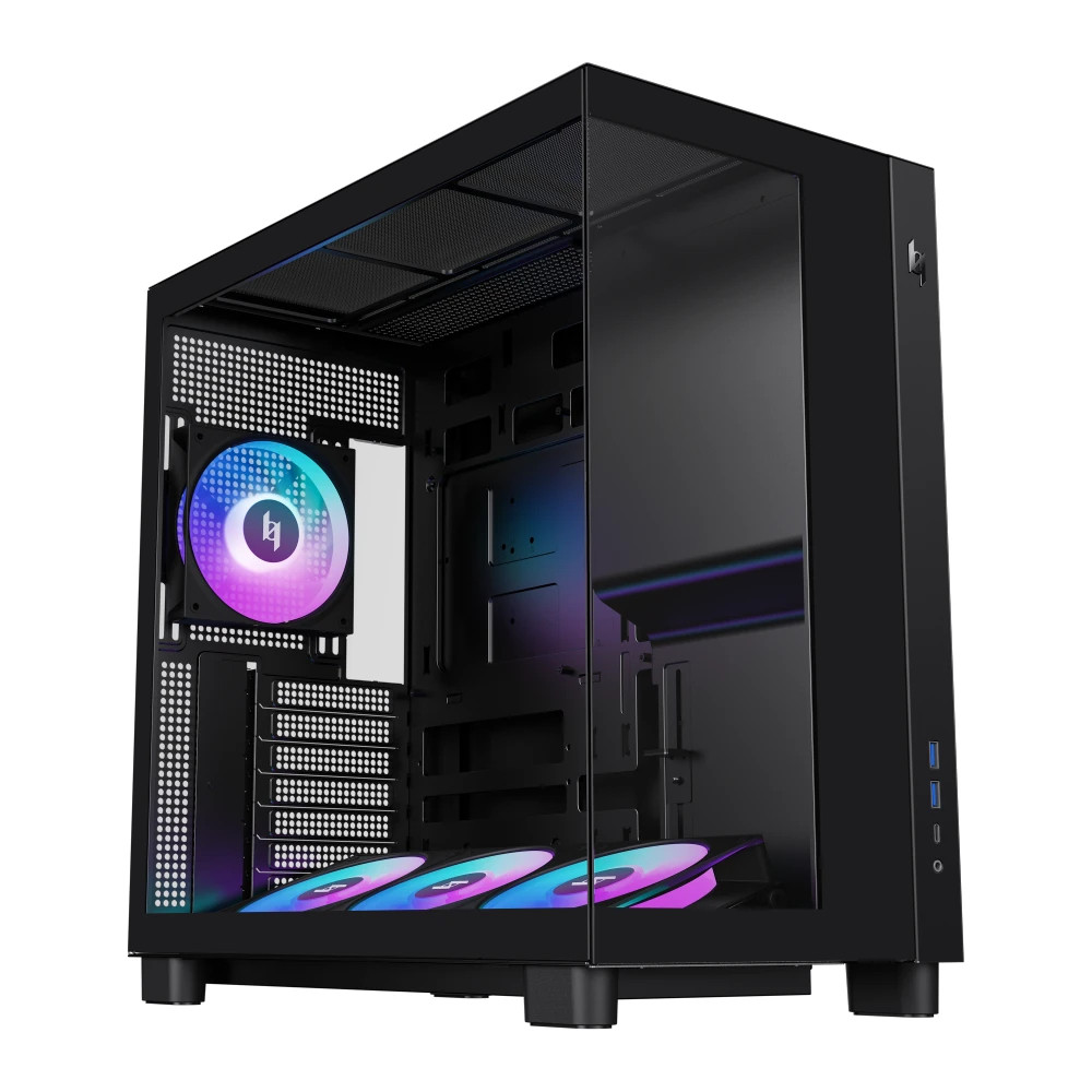 Кутия за компютър Gamemax NEX C53, Middle Tower ATX, Tempered Glass, 4x ARGB вентилатора - 9109-0013R0006 - 2