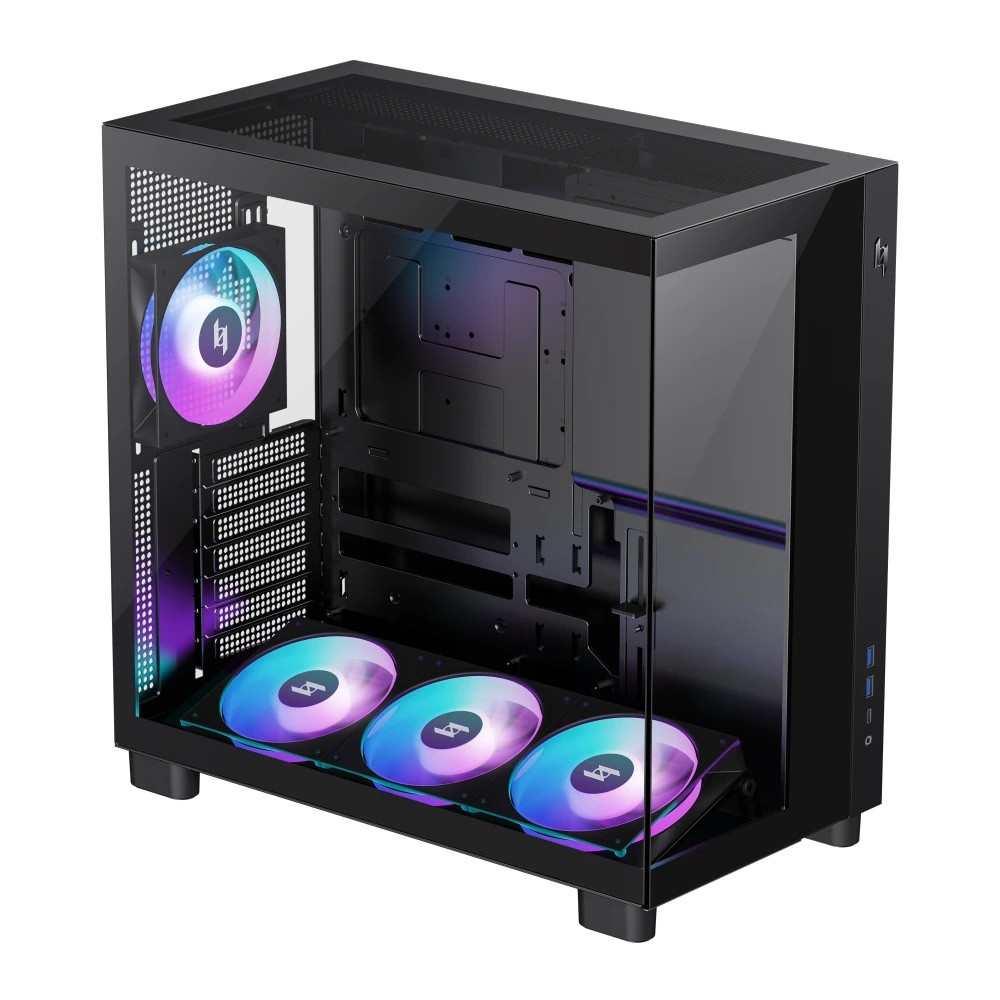 Кутия за компютър Gamemax NEX C53, Middle Tower ATX, Tempered Glass, 4x ARGB вентилатора - 9109-0013R0006 - 5