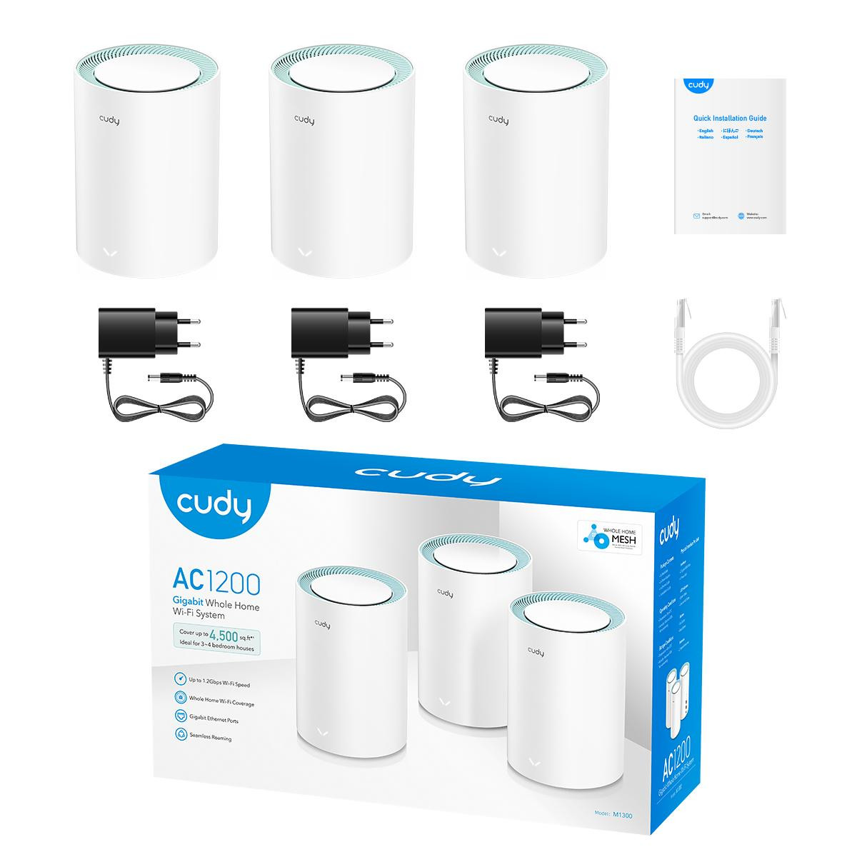 Безжична система рутери Cudy M1300, 3-pack, AC1200 Dual Band, 2.4/5 GHz, 300-867 Mbps - CUDY-M1300-3-pack - 4