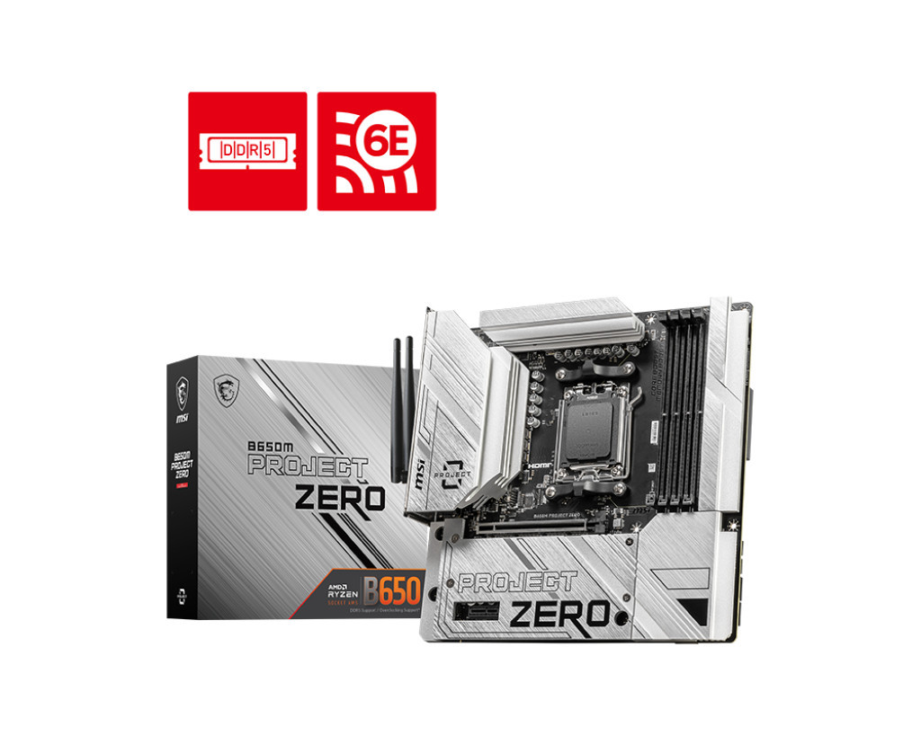 Дънна платка MSI B650M PROJECT ZERO, mATX, AM5 - 1