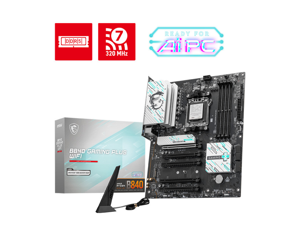 Дънна платка MSI B840 GAMING PLUS WIFI, AM5 - 911-7E57-002 - 1