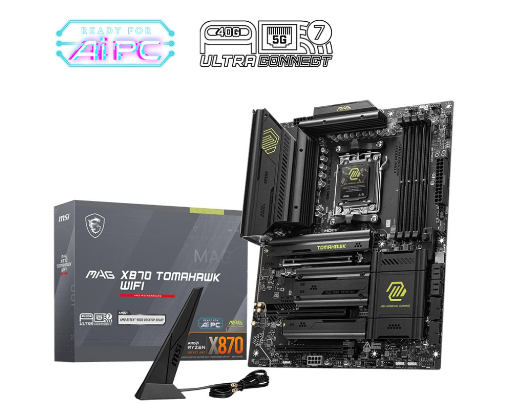 Дънна платка MSI MAG X870 TOMAHAWK WIFI, ATX, AM5, AMD Ryzen 9000, DDR5 up to 8400 (OC)MHz, 3x PCIe x16 slots, 4x M.2 slot - 1