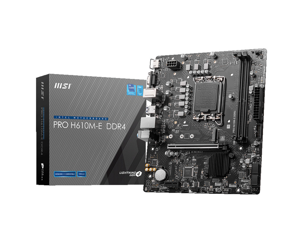 Дънна платка MSI PRO H610M-E DDR4, LGA1700, PCIe 4.0, M.2 Gen3 x4 - 1