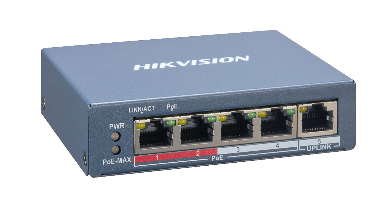 PoE Суич HikVision DS-3E1105P-EI, 4 порта, 1 Uplink, 30W, Управляем - DS-3E1105P-EI - 1
