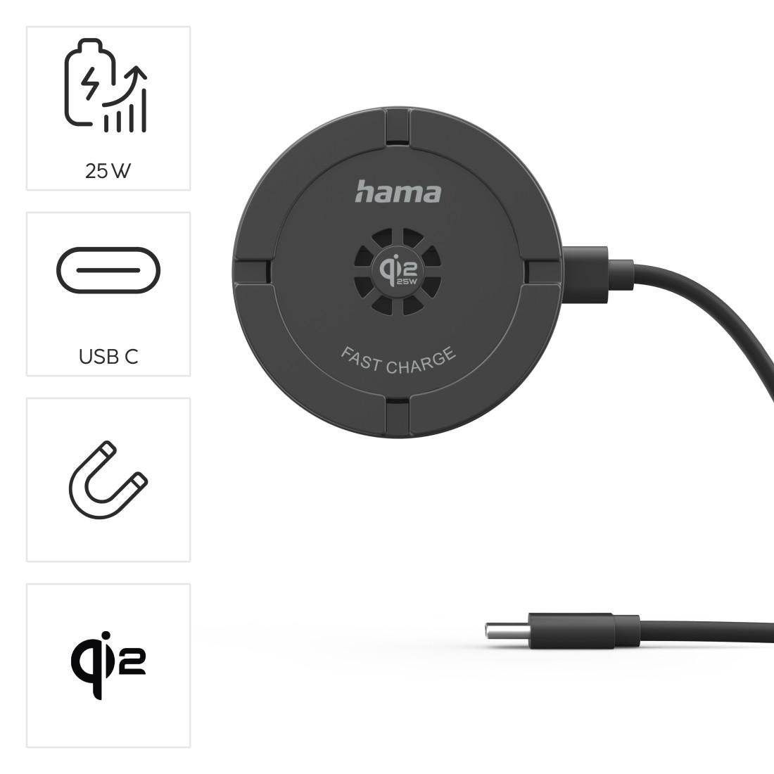 Безжично зарядно устройство HAMA Qi2, 25W, черно - HAMA-201756 - 6