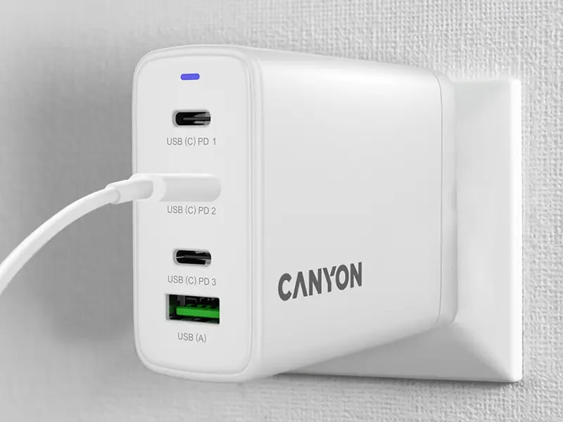 Захранващ адаптер CANYON OnCharge 120 GAN, 120W, 3x USB-C + 1x USB-A, EU - CNS-CUW120ACC - 10