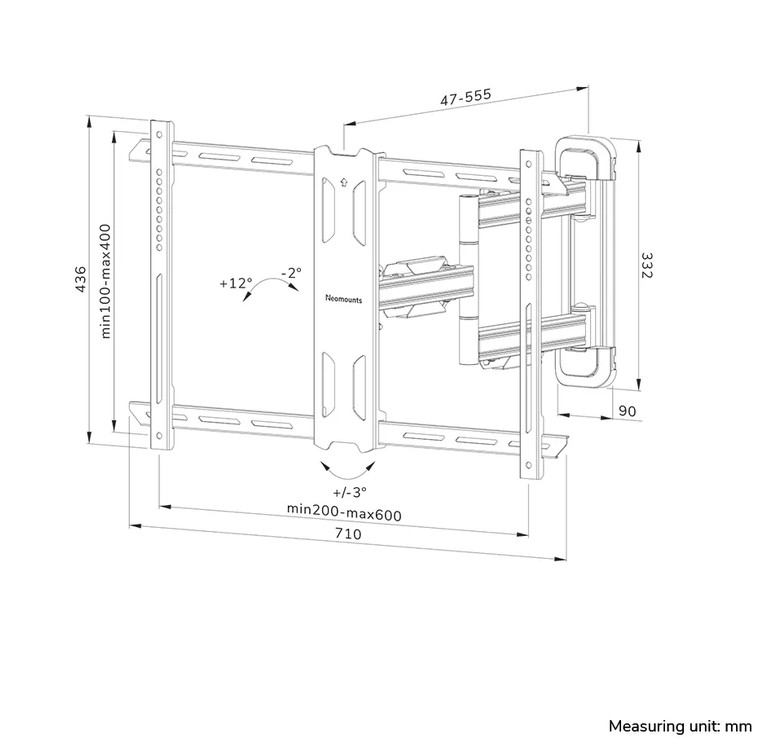 Стойка за телевизор Neomounts Level-850, 40-70", VESA 600x400, наклон/въртене/ротация - WL40S-850BL16 - 15