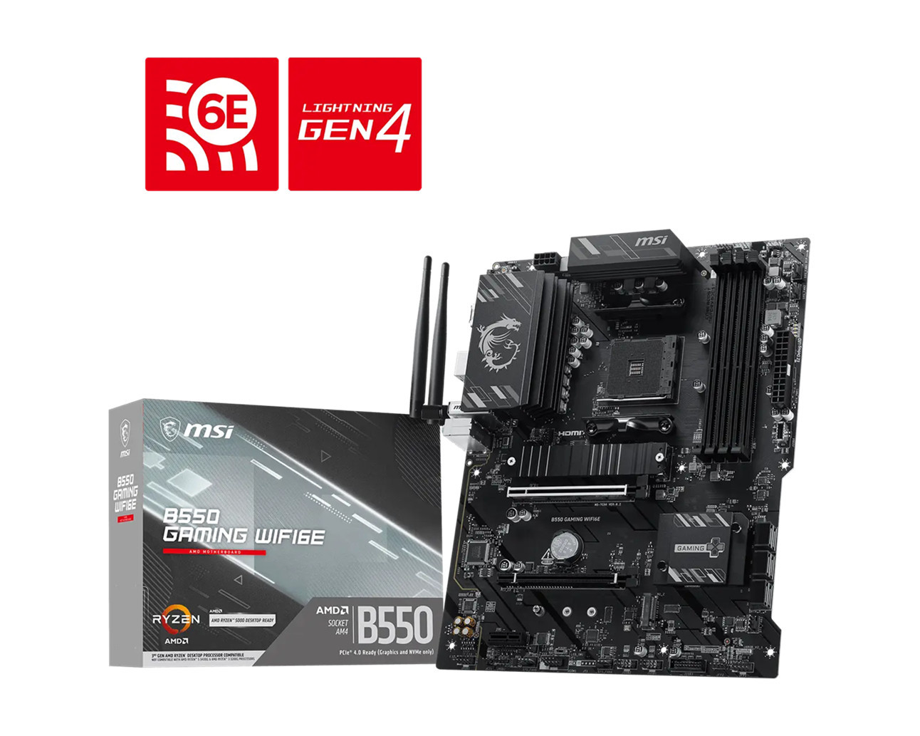 Дънна платка MSI B550 GAMING WIFI6E, Socket AM4, 4x DDR4, ATX - 911-7C56-095 - 1