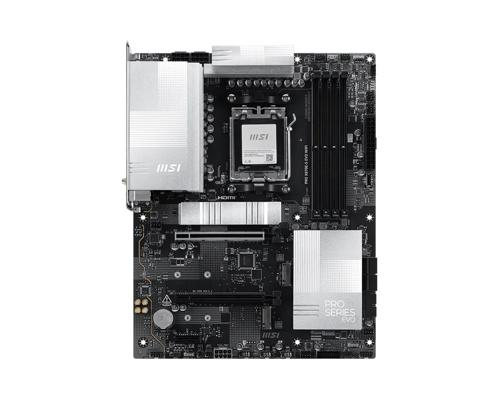 Дънна платка MSI PRO X870E-S EVO WIFI, Socket AM5, WiFi7, 4x DDR5, ATX - 911-7E86-003 - 2