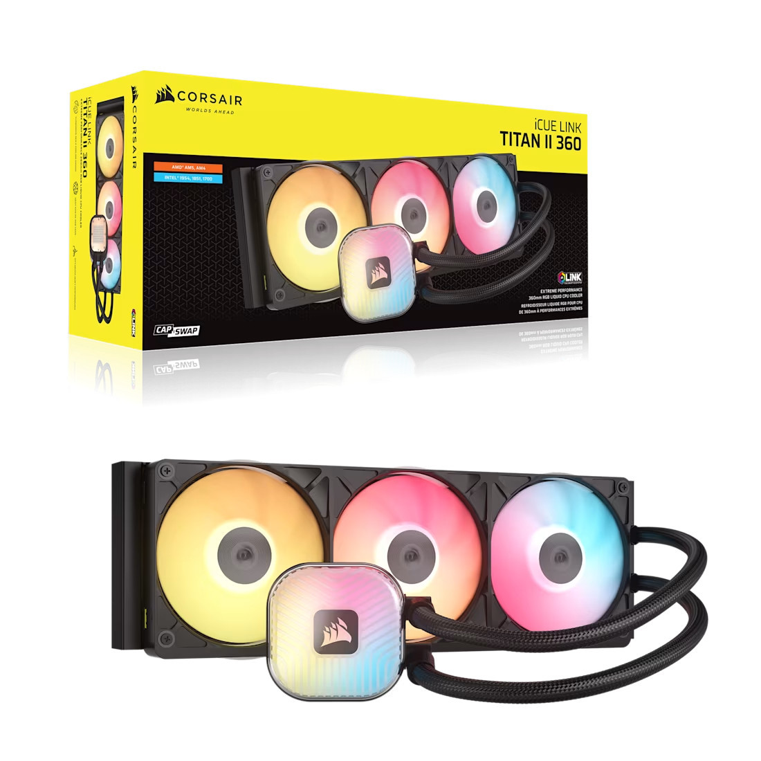 Водно охлаждане за процесор CORSAIR iCUE LINK TITAN II 360 RX RGB, 360mm радиатор - CW-9061037-WW - 8