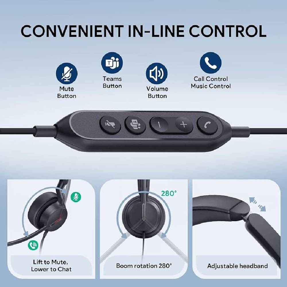Жични слушалки Yealink UH44 Dual UC USB-C/A - 1308187 - 2