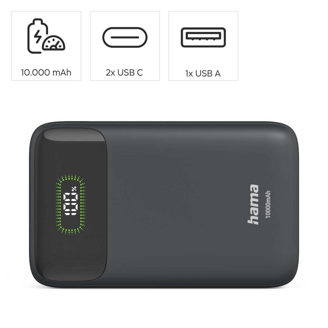 Външна батерия HAMA PD10-W20, 10000 mAh, 3A, USB-C/USB-A - 201779 - 4