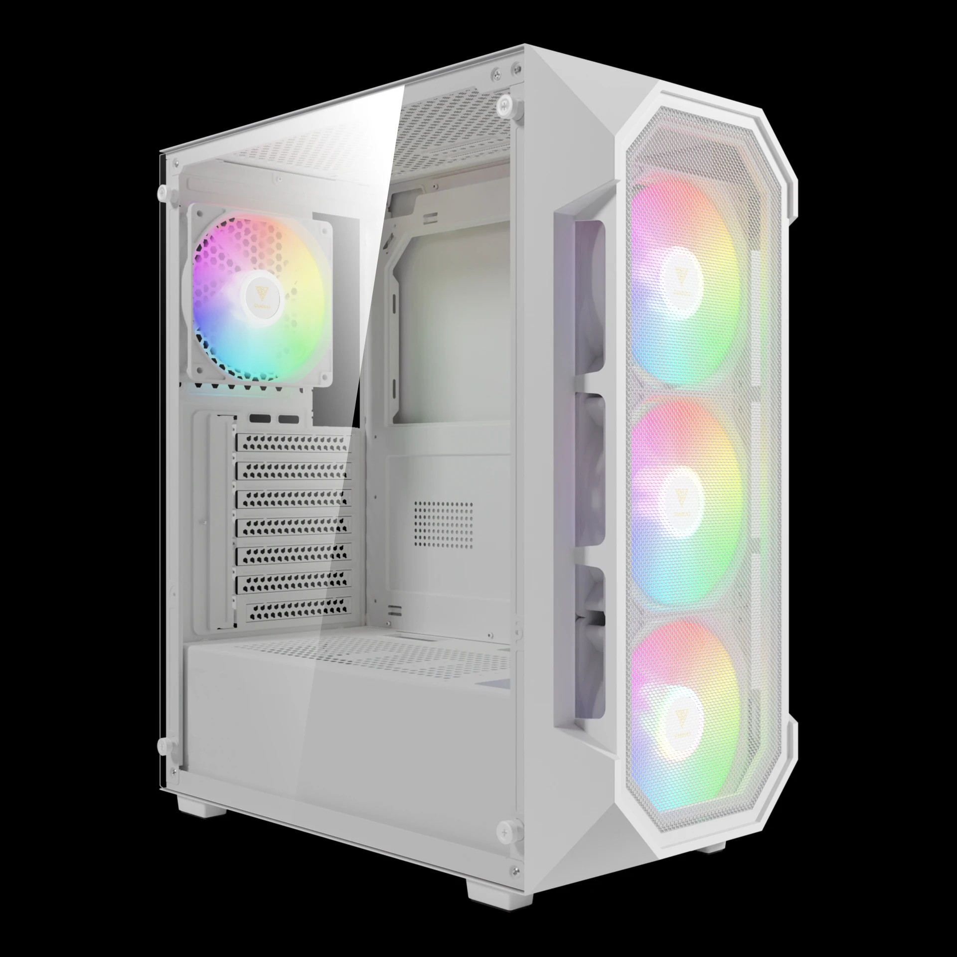 Кутия за компютър Gamdias AURA GC1 Elite White, ATX, Mesh, RGB, Tempered Glass - GAMDIAS-AURA-GC1-ELITE-WH - 2