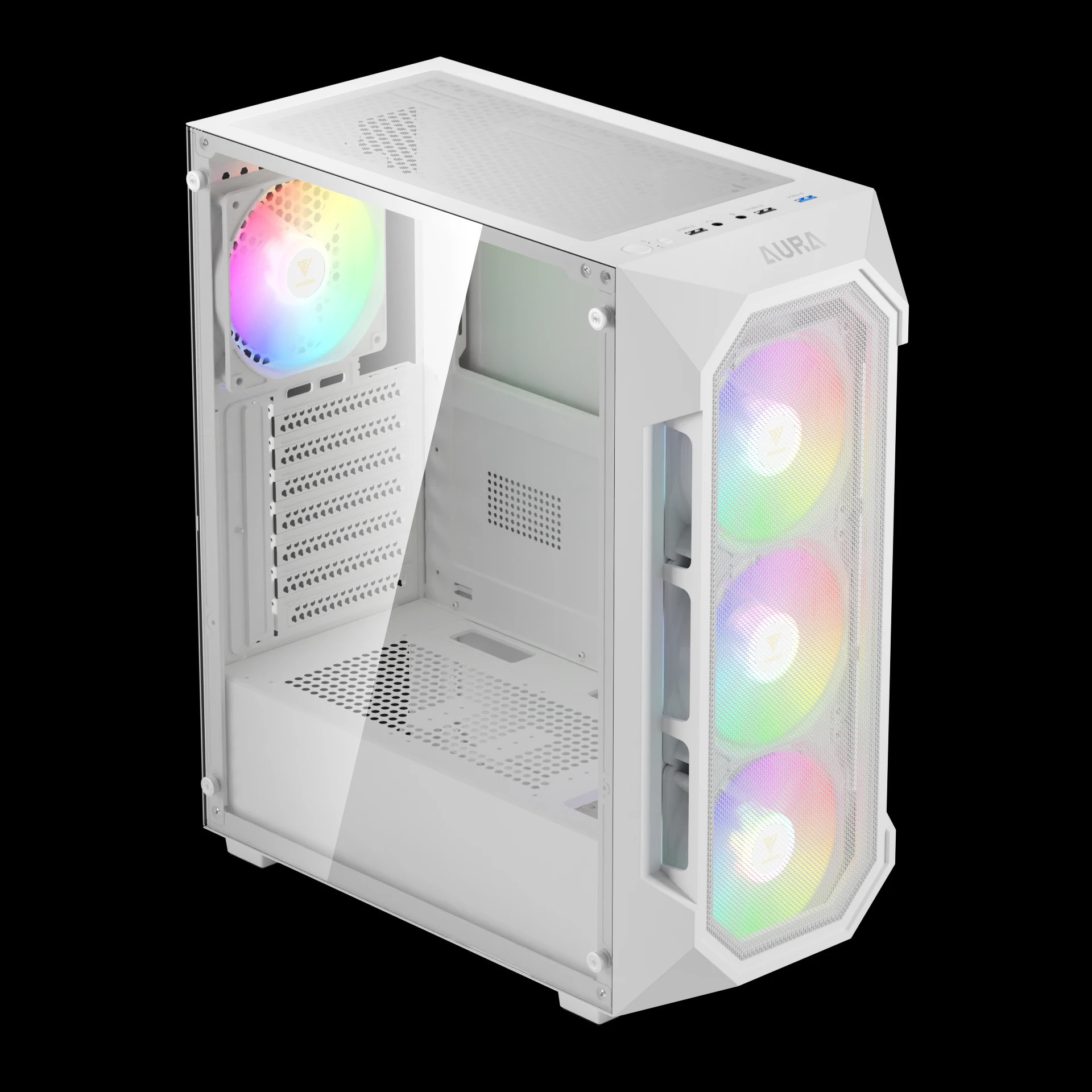 Кутия за компютър Gamdias AURA GC1 Elite White, ATX, Mesh, RGB, Tempered Glass - GAMDIAS-AURA-GC1-ELITE-WH - 4