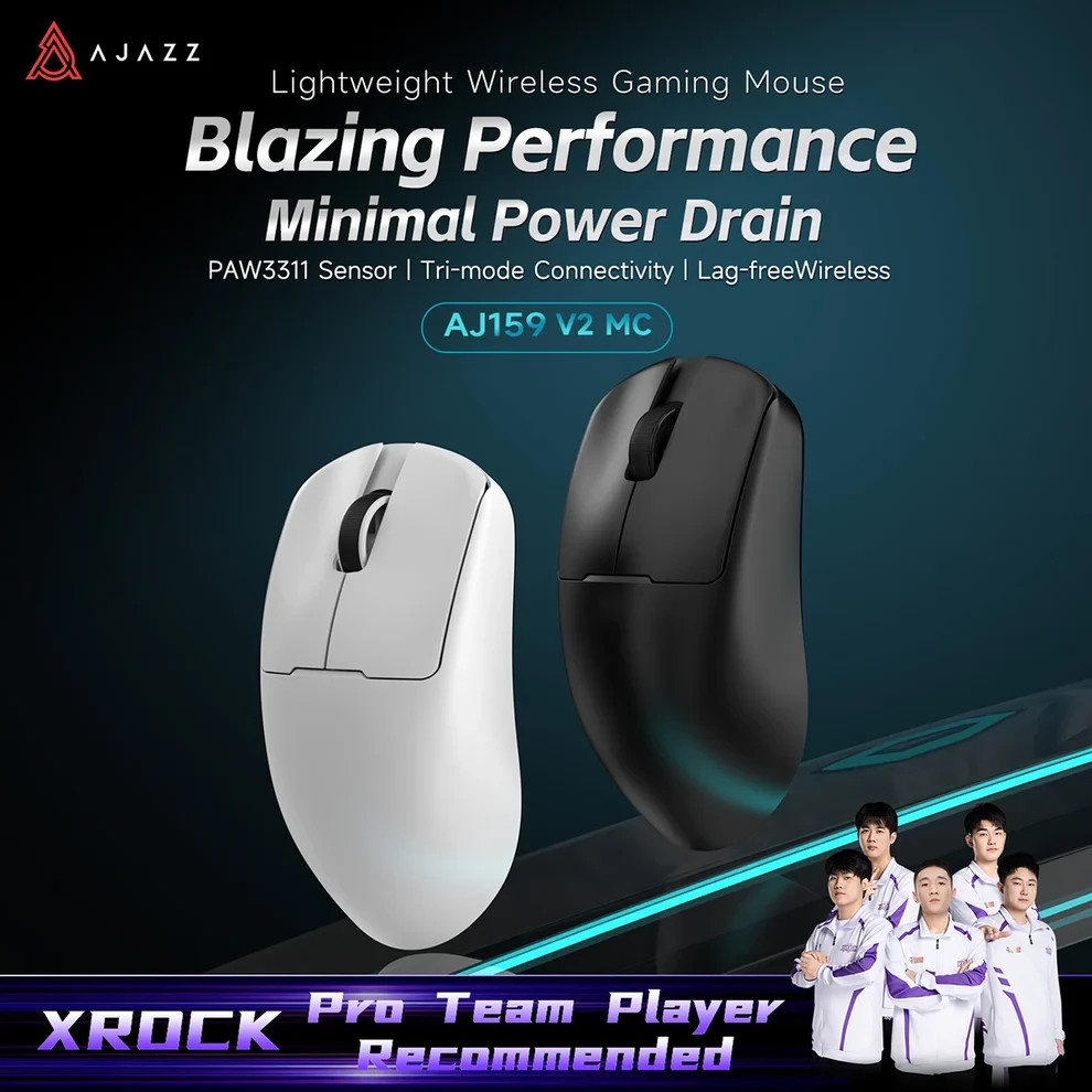 Безжична геймърска мишка Ajazz AJ159 V2 MC, 24000 dpi, 1000 Hz, 6 програмируеми бутона, бяла - AJ159-V2-MC-WH - 2