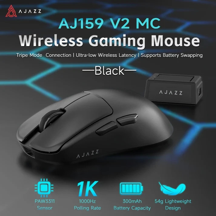 Безжична геймърска мишка Ajazz AJ159 V2 MC, 24000 dpi, 1000 Hz, 6 програмируеми бутона, бяла - AJ159-V2-MC-WH - 11