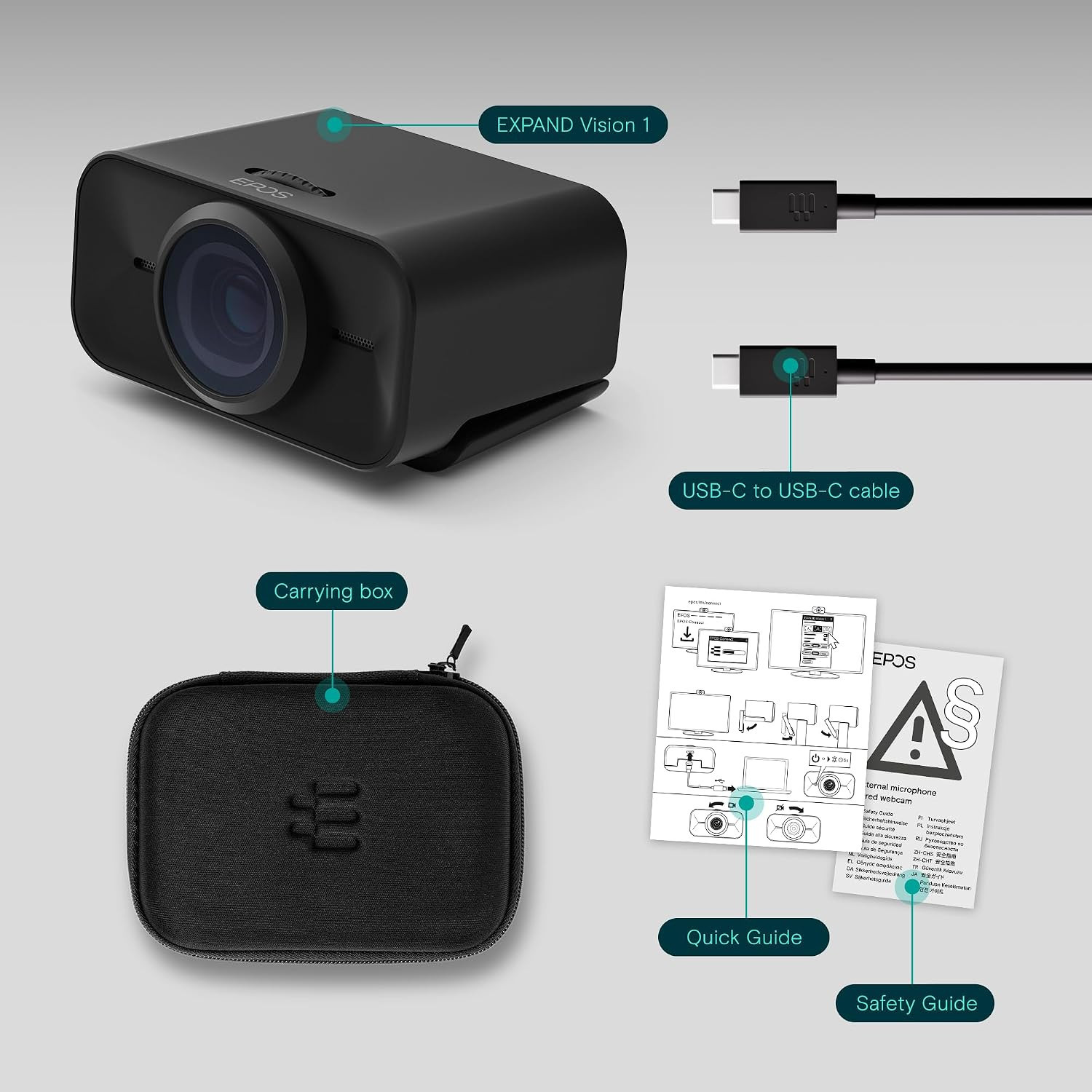 Уеб камера EPOS EXPAND Vision 1, UHD 90°, микрофон, USB-C, с 4K UHD резолюция и 90° зрително поле за професионални видео разговори - 1001120 - 6
