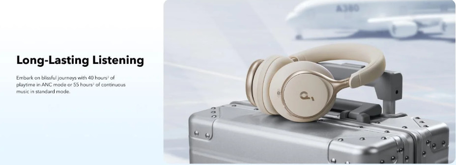 Безжични слушалки Anker Soundcore Space One, Active Noise Cancelling, бели - A3035G21 - 6