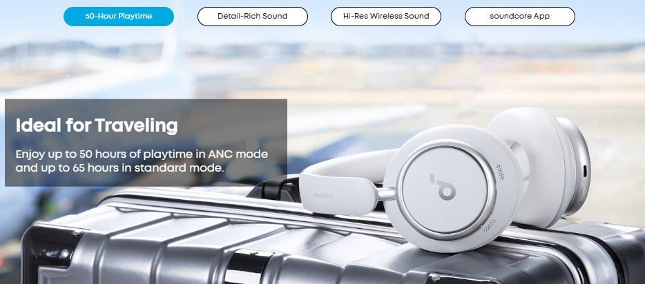 Безжични слушалки Anker Soundcore Space Q45 ANC, бели - A3040G21 - 10