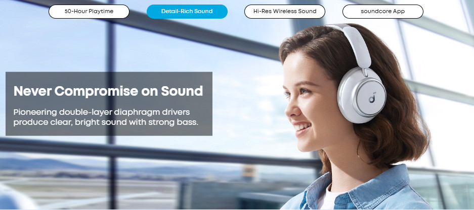 Безжични слушалки Anker Soundcore Space Q45 ANC, бели - A3040G21 - 11
