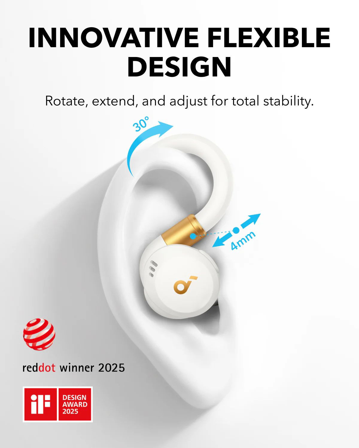 Спортни слушалки Anker Soundcore Sport X20, ANC, TWS, бели - A3968G21 - 2